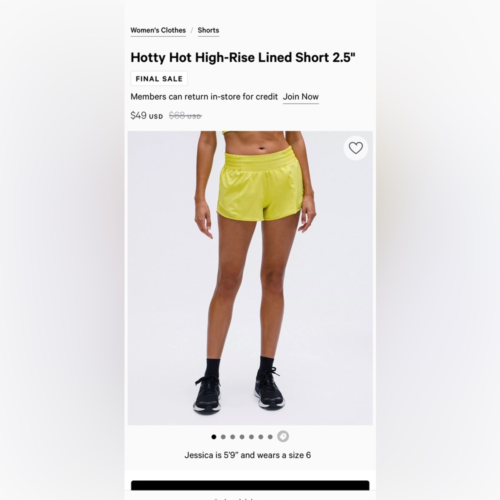 LULULEMON Hotty Hot Short II Soleil in size 12